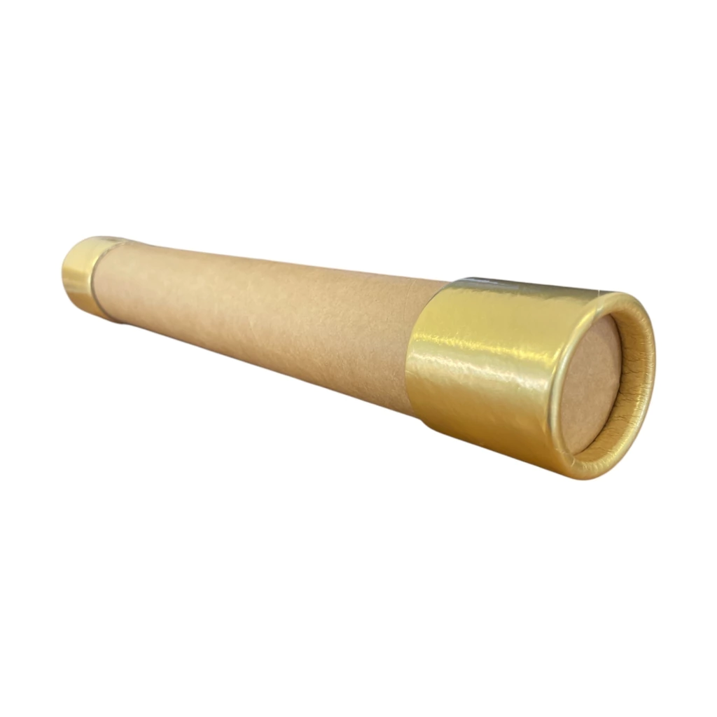 Tubo para mapas e projetos em papel kraft com bordas douradas